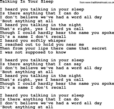 lyrics talking|lyrics talking in your sleep.